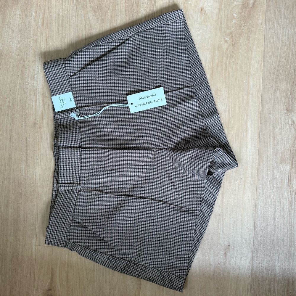 NWT Abercrombie & Fitch x Kathleen Post Brown Plaid Micro Shorts